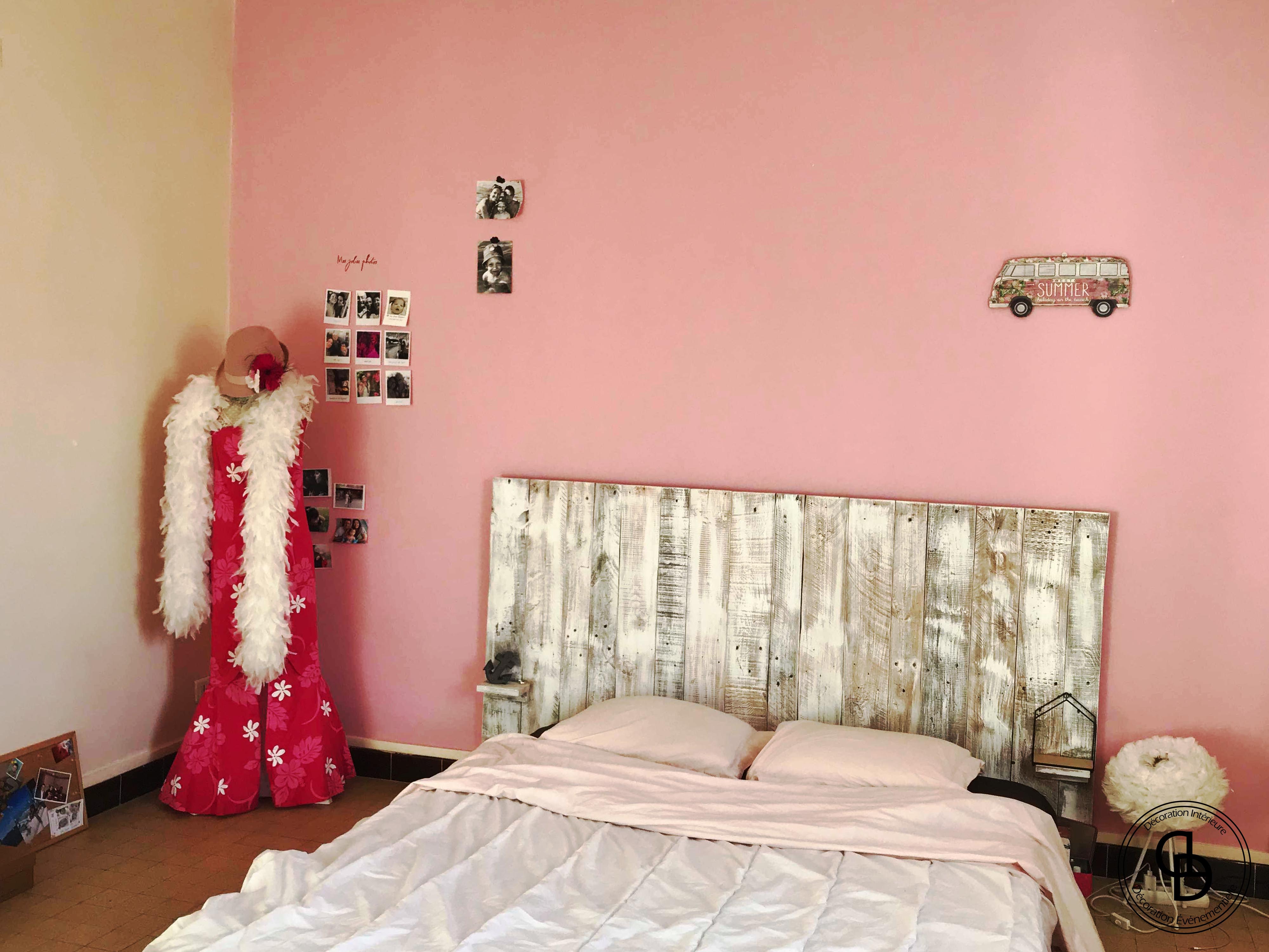 mur rose chambre girly