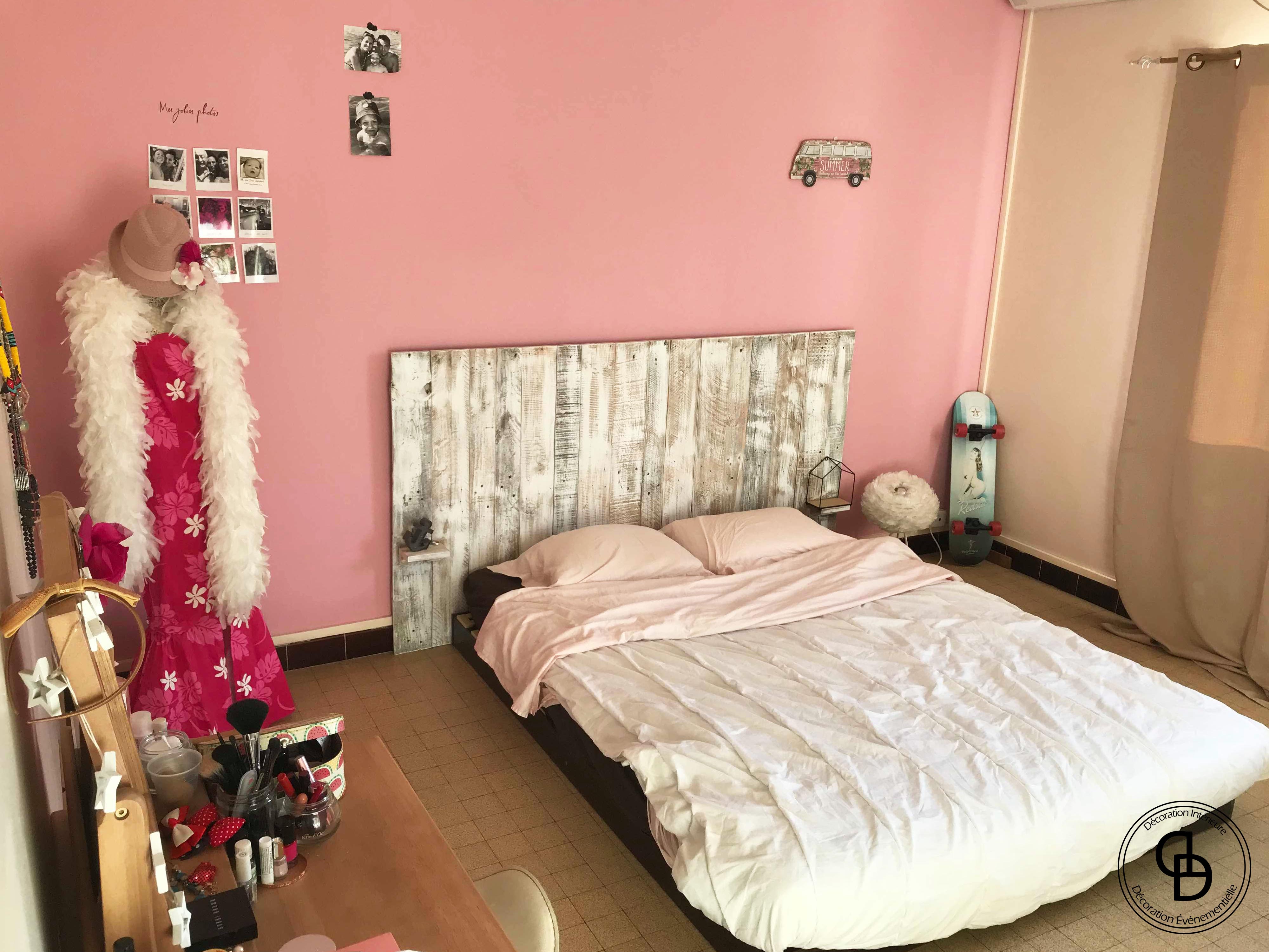 mur rose chambre girly