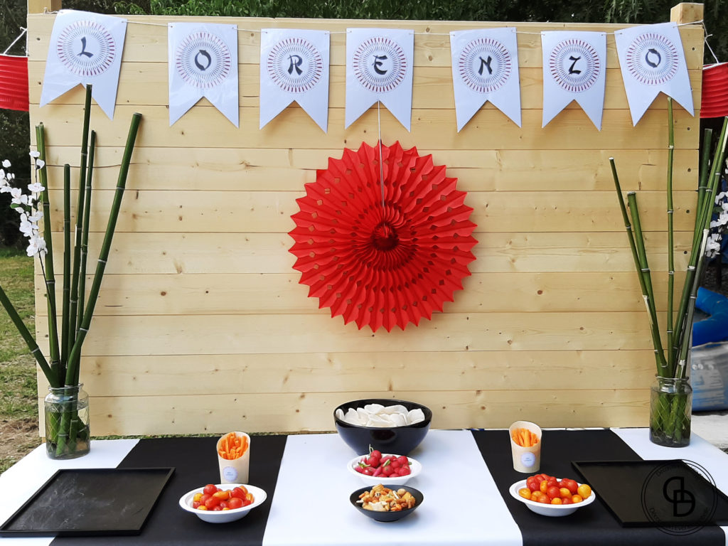 Sweet table décorée pour un buffet salé